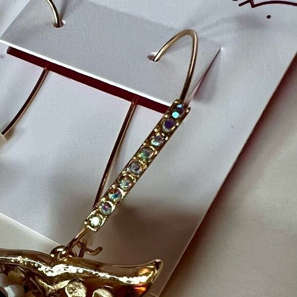 BETSEY JOHNSON Golden Owl Dangle Earrings - Picture 9 of 11